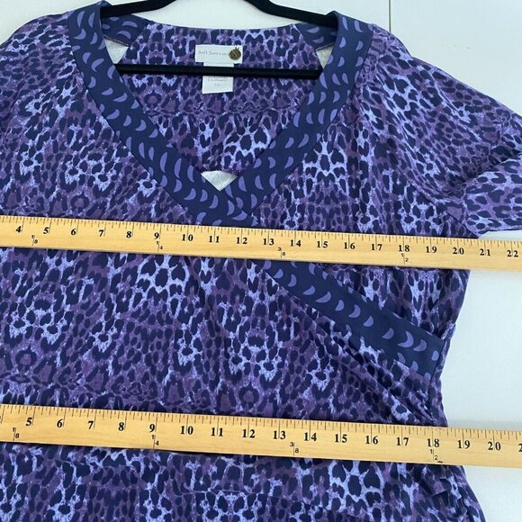 Soft Surroundings Faux Wrap Dress Size XL Tall Purple Animal Print Long Sleeve - Picture 7 of 9